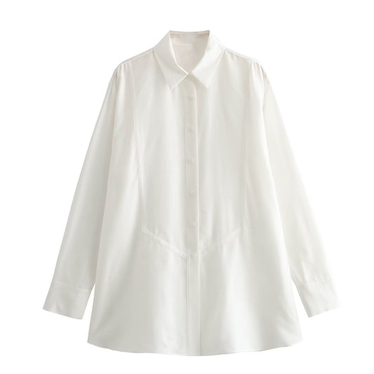 Women's Loose All-match White Draping Effect Elegant Shirt