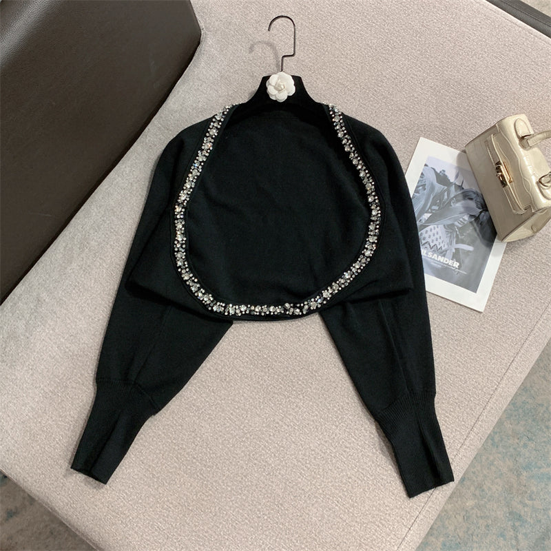 Cardigan Diamond Velvet Sling Two-piece Women