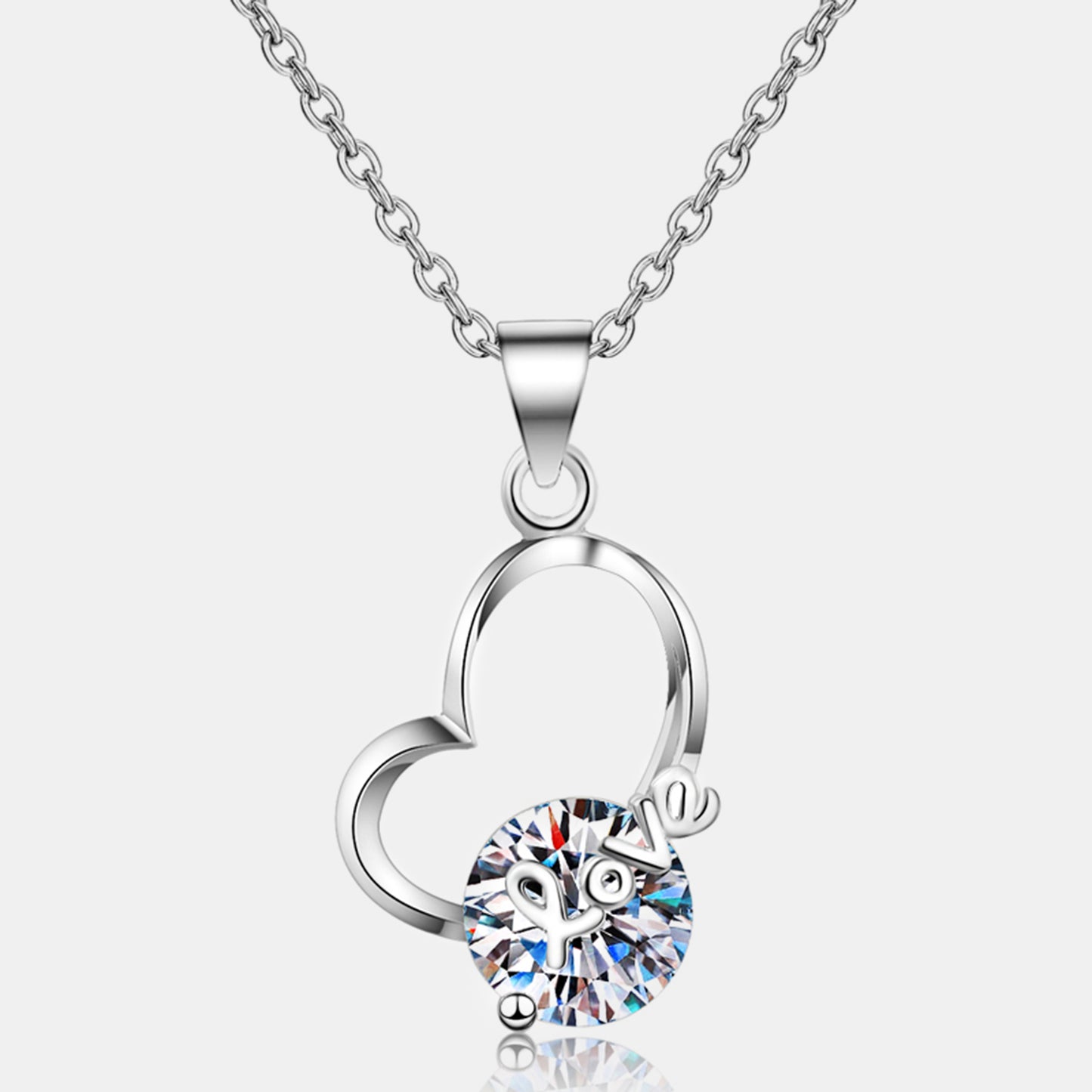 Collar de plata de ley 925 con corazón de moissanita de 2 quilates