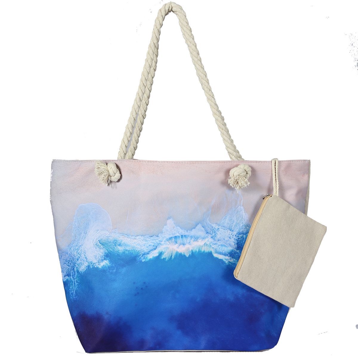 Canvas-Strandtasche für Damen, wasserdicht, große Reise-Strandtaschen mit Reißverschluss, wiederverwendbare Einkaufstaschen