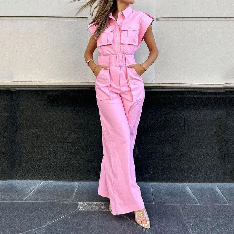 Modischer Jumpsuit mit schulterfreiem Kragen und Taille für Damen