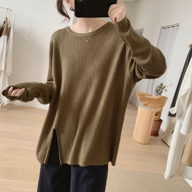 Geteilter Pullover mit langen Ärmeln aus Kaschmir