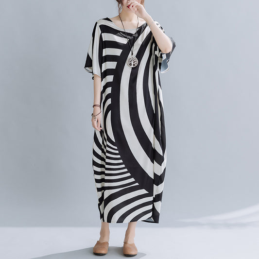 Women's Striped Printed Long Dress