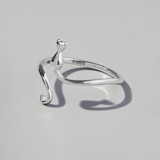 Ring aus 925er Sterlingsilber in Katzenform