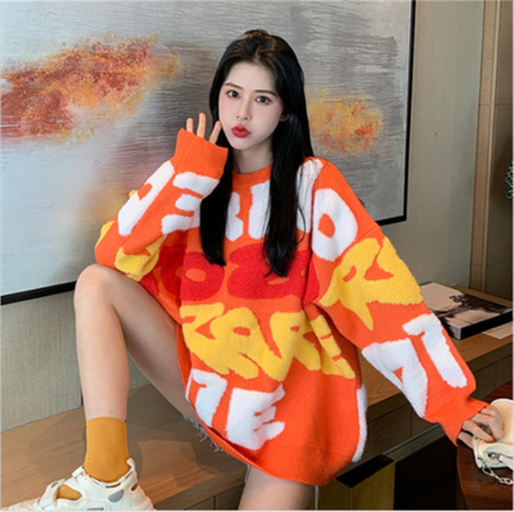 Cartoon Sweater For Women Loose Thick Western Style Women's Clothing