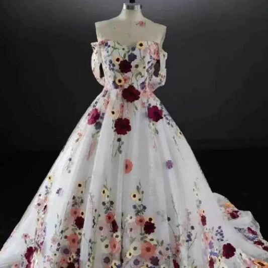 Exquisite Blumen Willkommen Garn Bankett Kleid