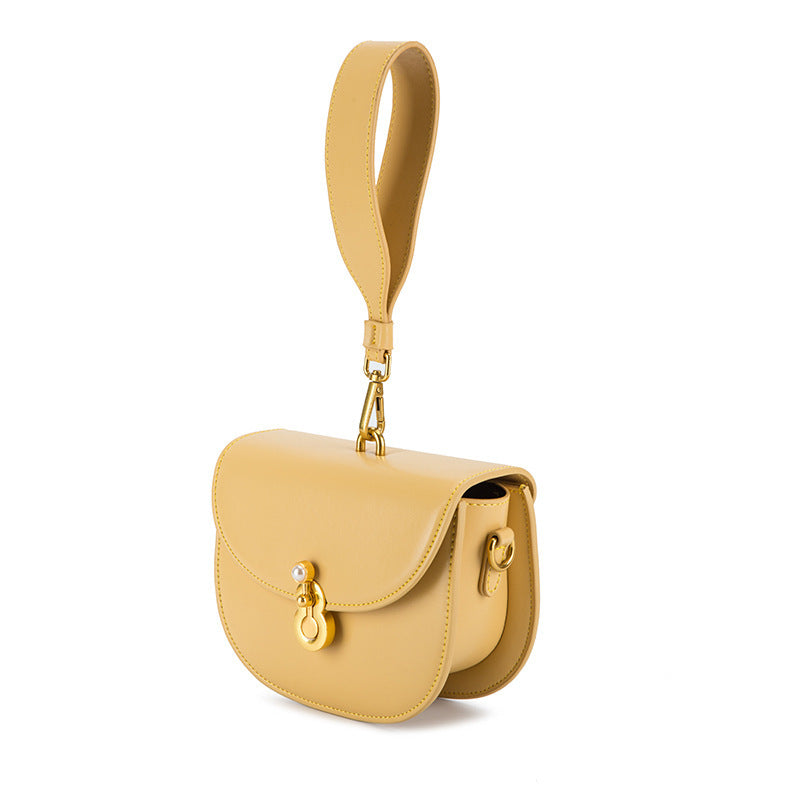 Saddle Bag Fashion Handbag With Pearl Lock