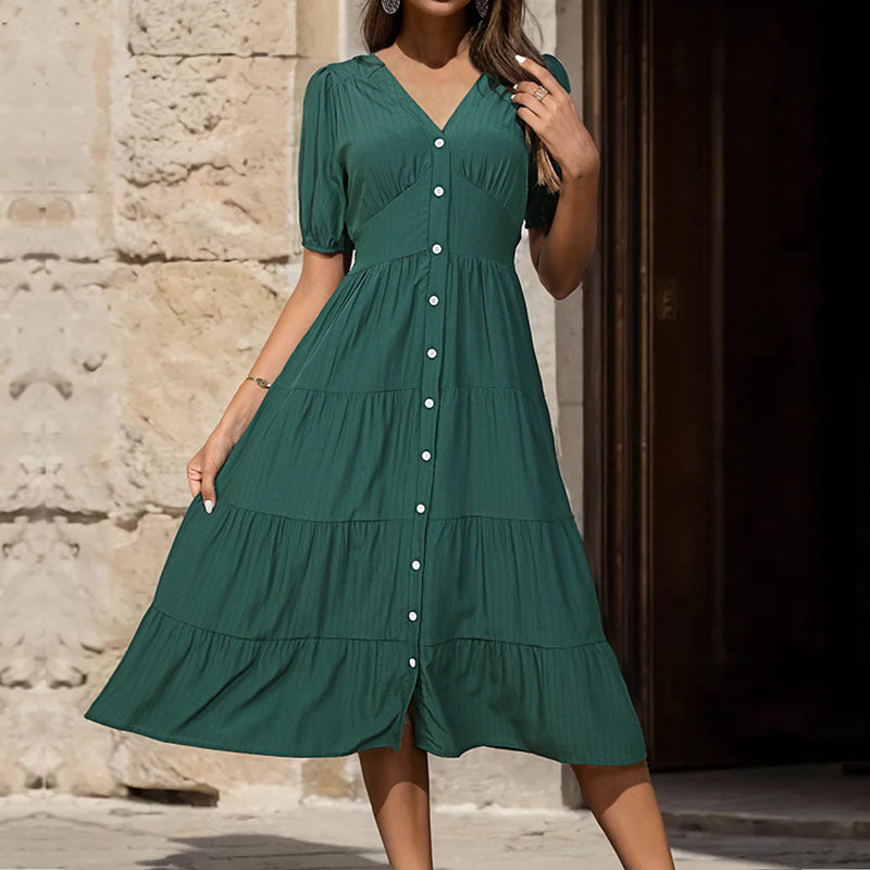 European And American Solid Color Summer Dress