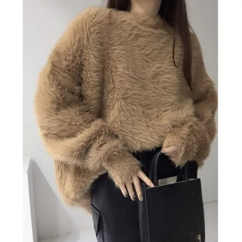 French Style Super Soft Glutinous Mink Wool Knitted Sweater