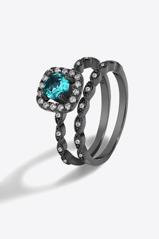 2-teiliges Paraiba-Ringset mit blauem Zirkon