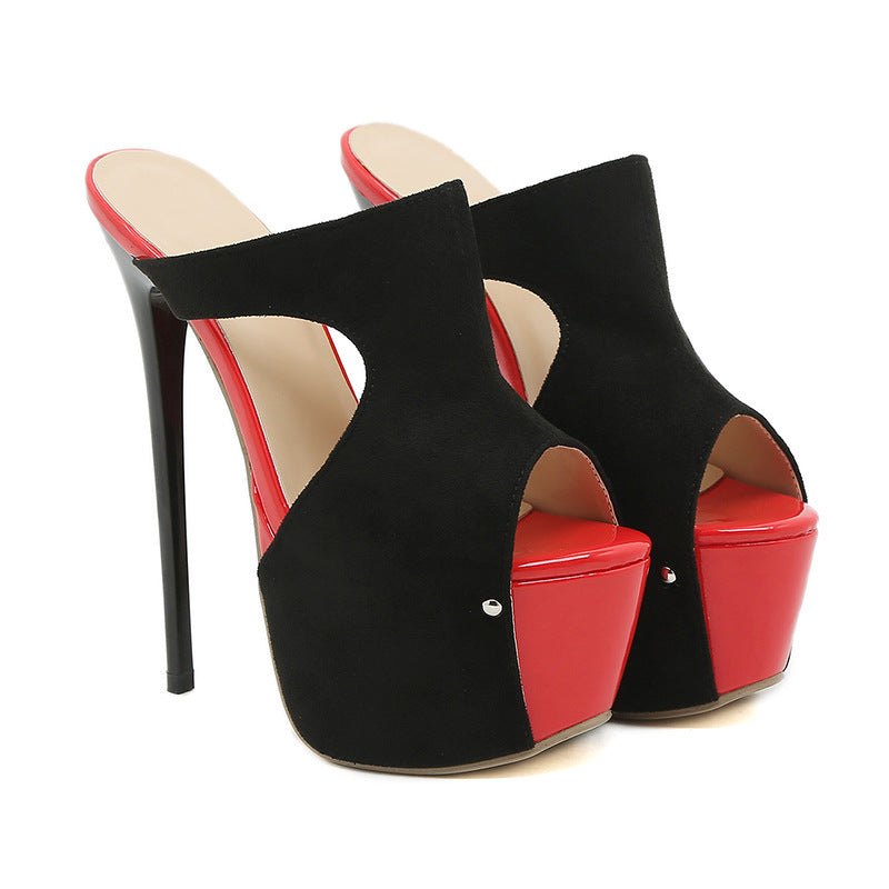 High Heels mit Farbblock und Peep-Toe