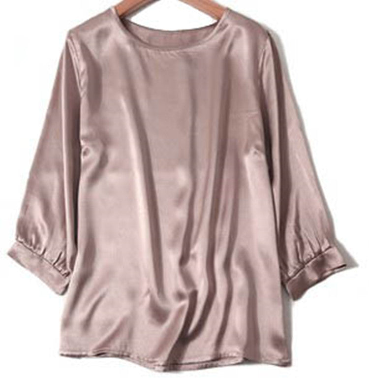 High-end Silkworm Silk Pearl Shiny Satin Shirt