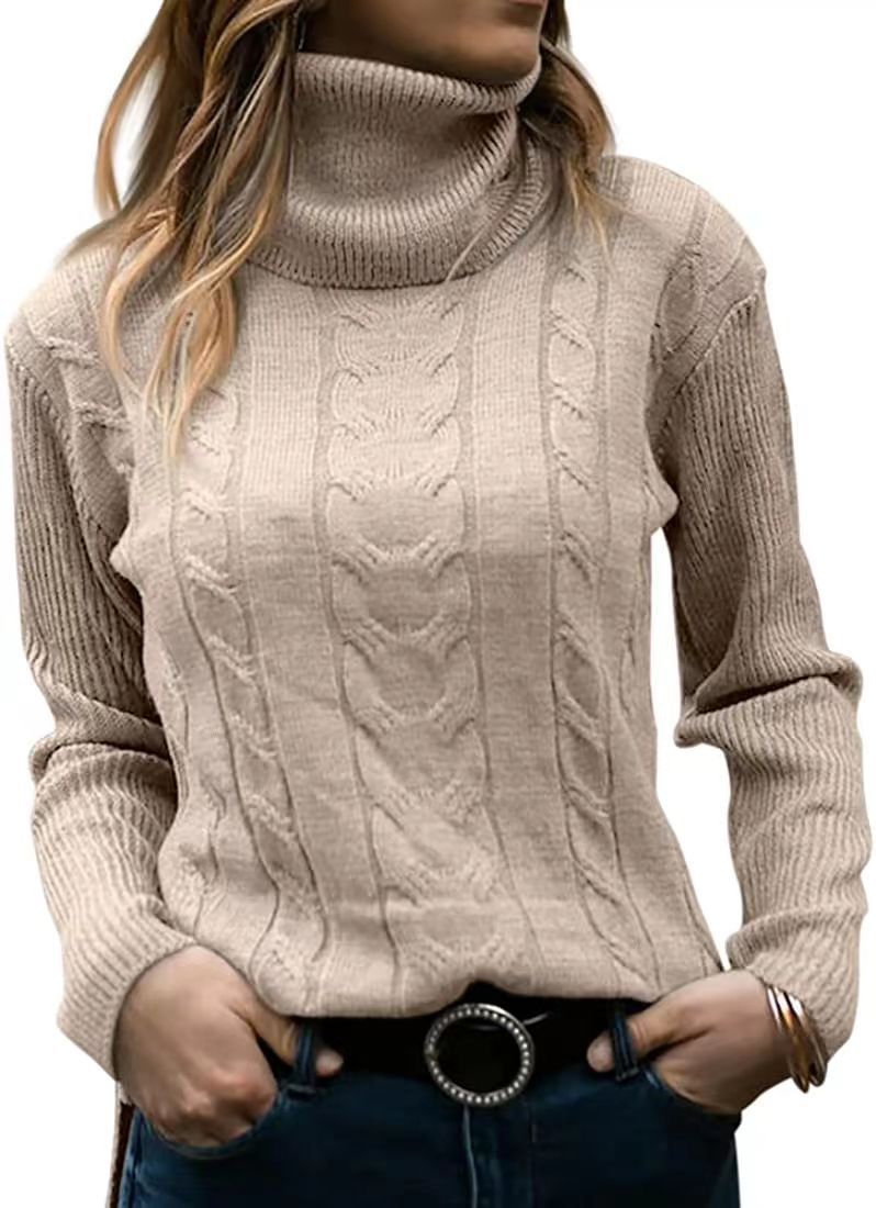 Solid Color Turtleneck Sweater Retro Long Sleeve Sweater