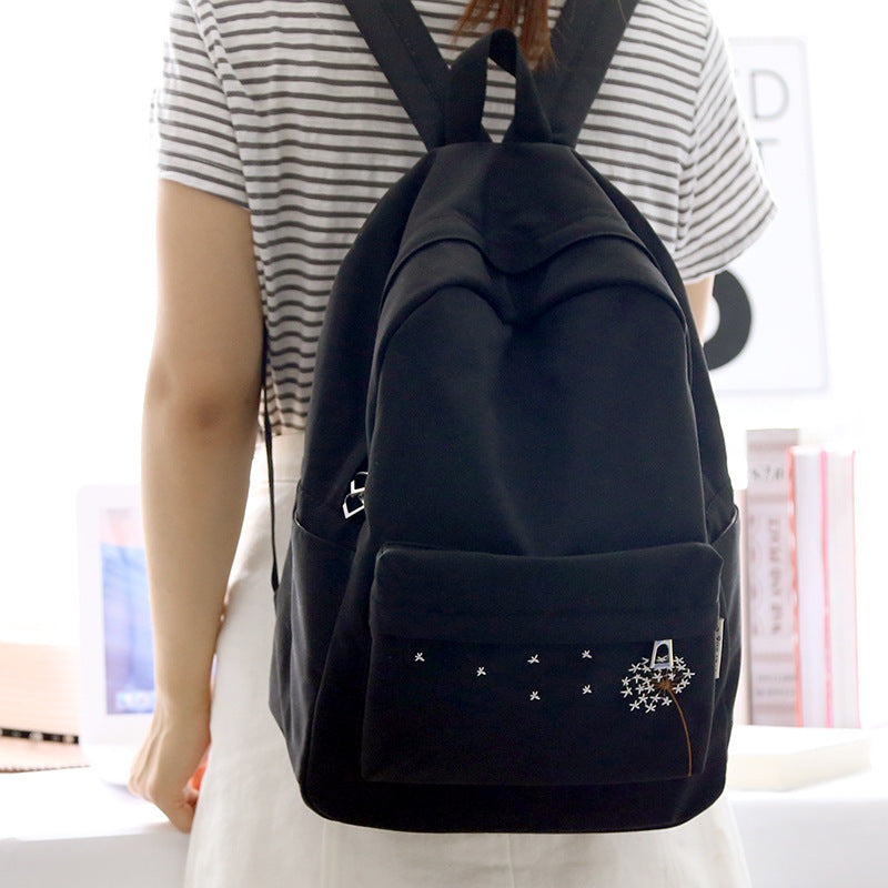 Embroidery Dandelion School Bag Female Backpack