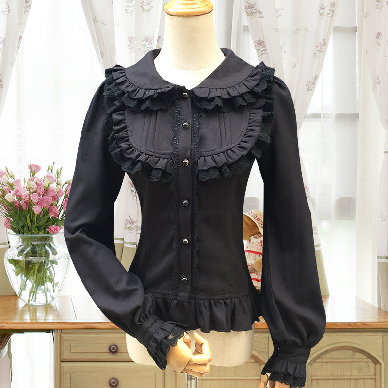 Women's Long Sleeve Slim-fit Sweet Lolita Chiffon Blouse