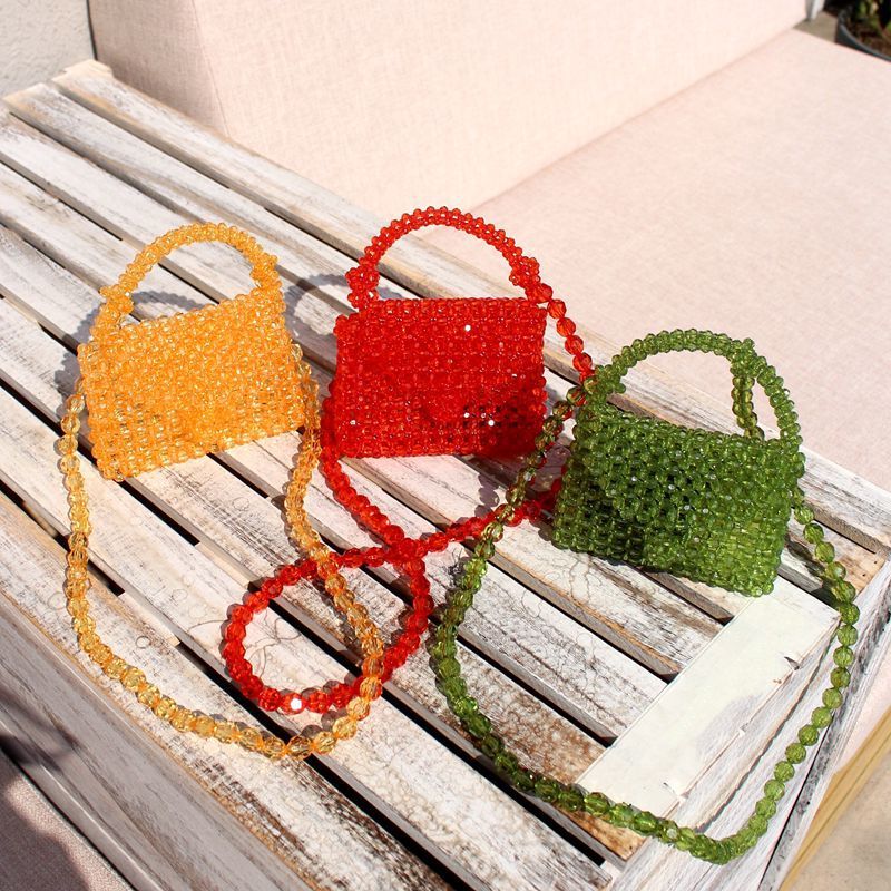 Diagonal Bag Female Cute Woven Ins Handmade Acrylic Mini