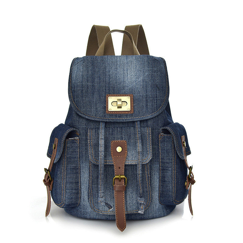 Rucksack Retro Denim Rucksack Weibliche Kordelzug Kordelzug Tasche