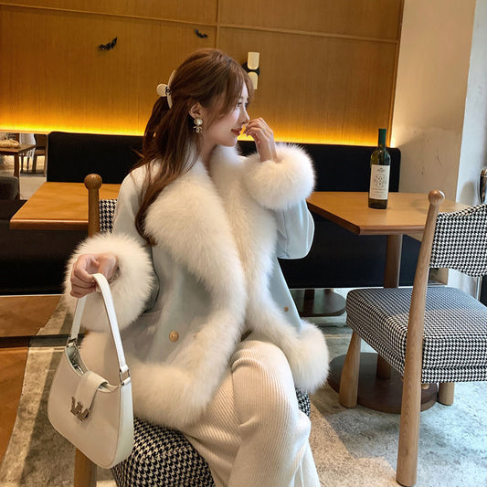 Women's Fashion And Environment-friendly Fox Fur Fur Integrated Fleece Short Wool Coat