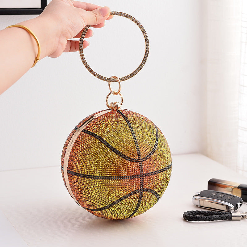 Bunte Basketball-Abendessentasche, rund, voller Diamant