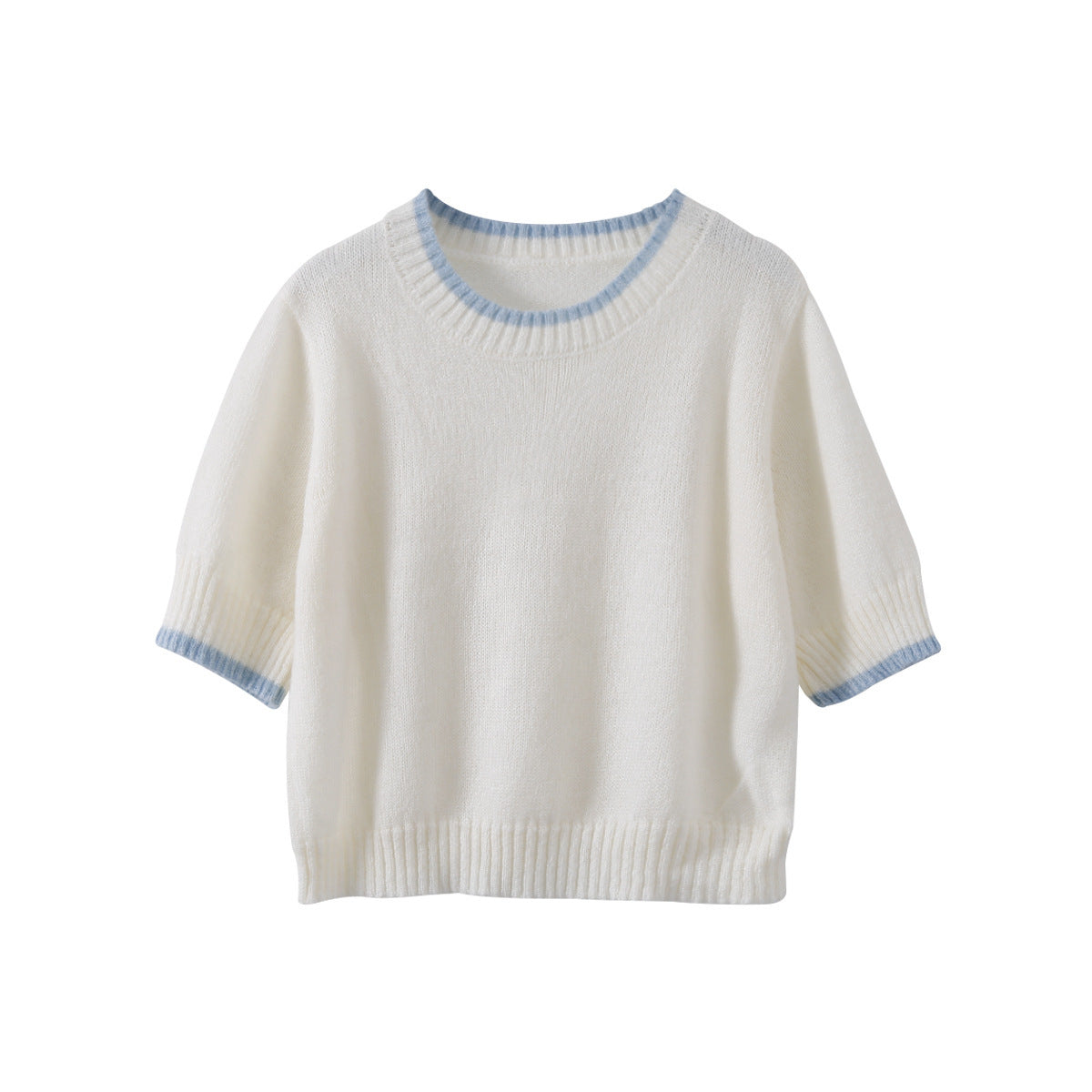 Soft Waxy Solid Color Mid-sleeve Knitted Sweater