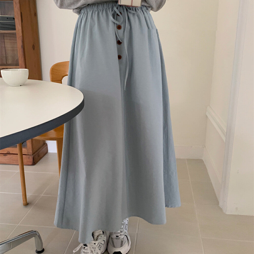 Falda con cordón a juego informal de algodón lavado a la moda para mujer