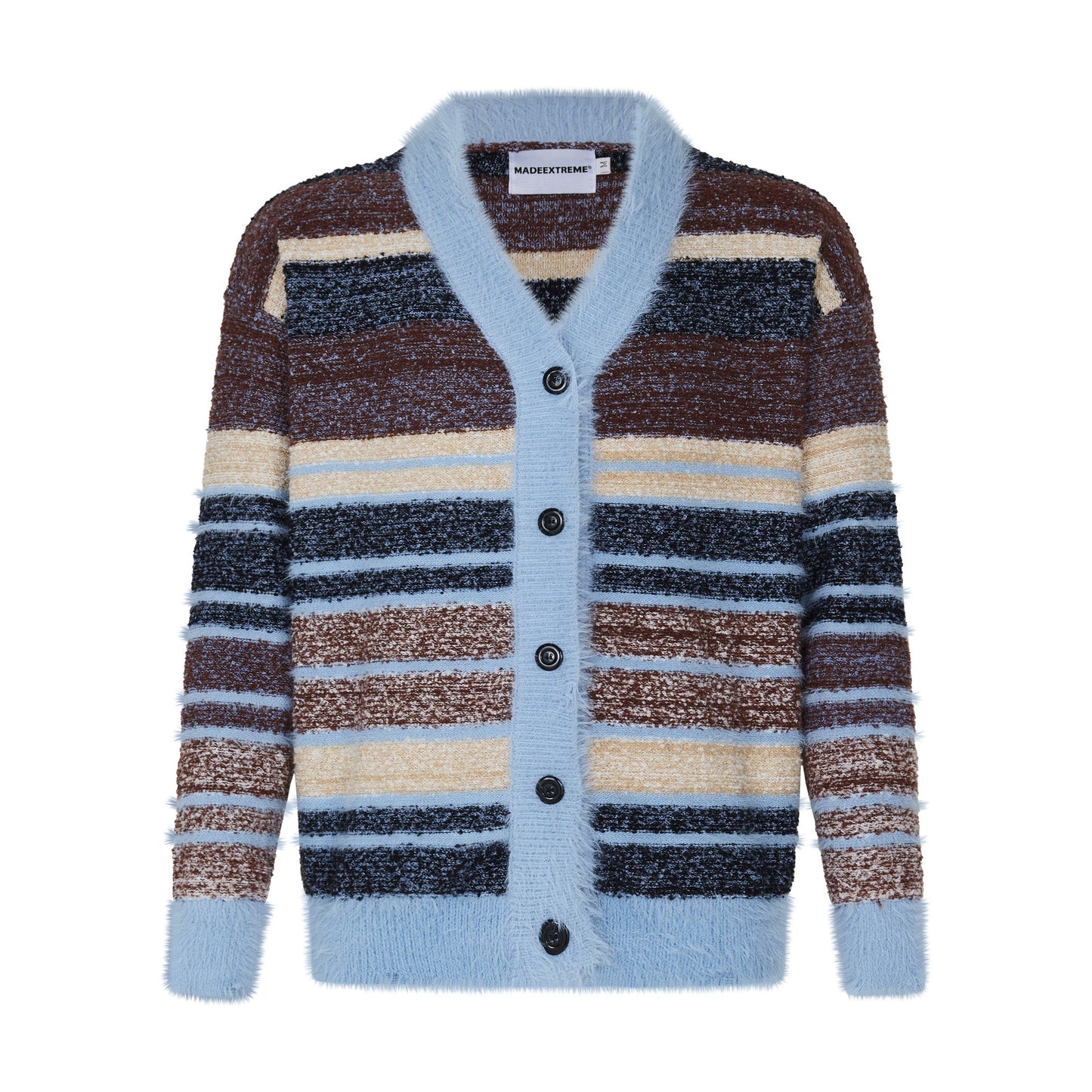 Frühherbstpaar Dopamin gestreifte Strickjacke Campus Retro weiche klebrige Mohair-Strickwaren