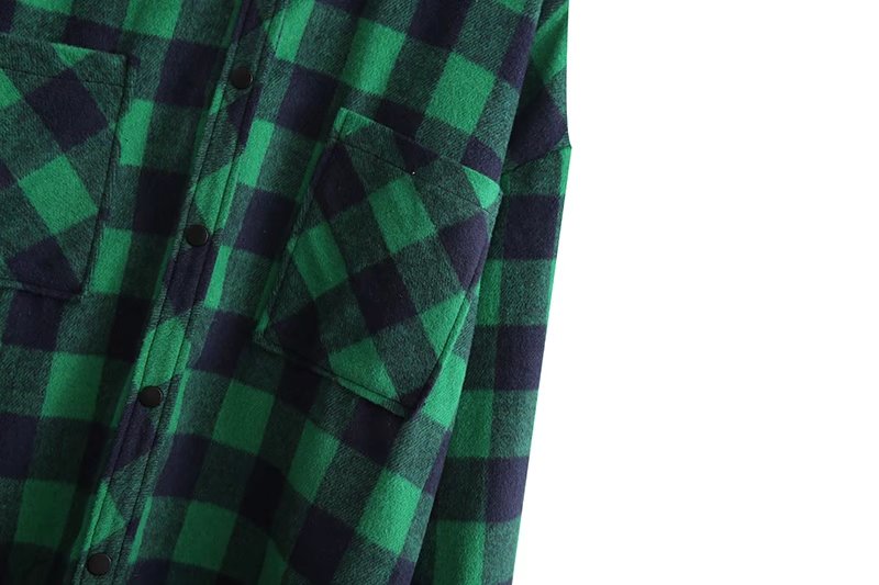 Autumn And Winter French Vintage Pocket Trimmed Wool Plaid Shirt Coat