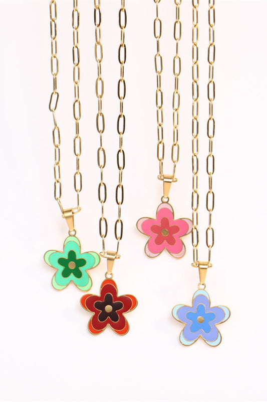 Collar de acero inoxidable con colgante de flor