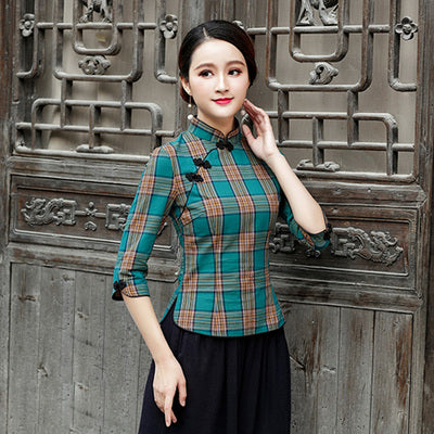 The Republic of China Style Improved Lattice Retro Tang Suit