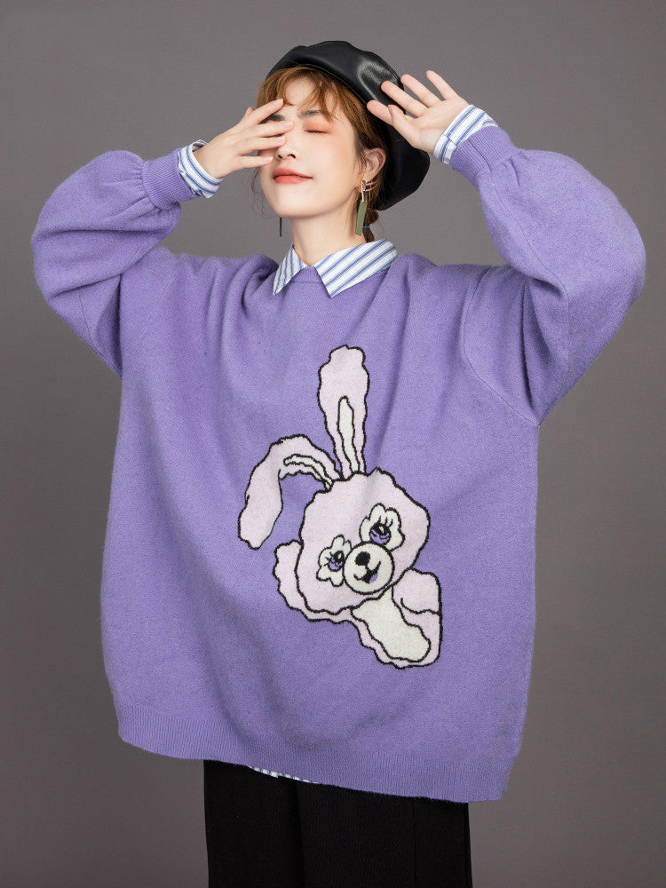 Cartoon-Jacquard-Pullover für Damen