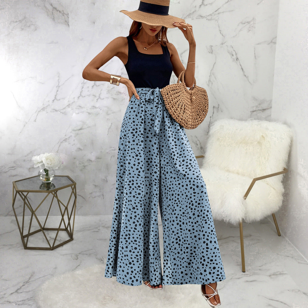 Women's Color Polka-dot Cinched Slimming Trousers