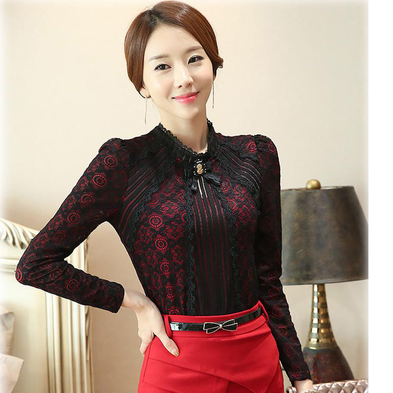 Spring and Autumn New Lace bottoming shirt