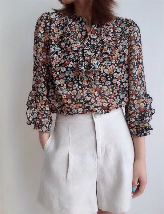 Camisa de gasa floral