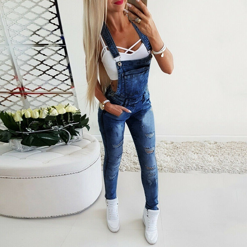 Enger, sexy, handgetragener Jeans-Overall für Damen