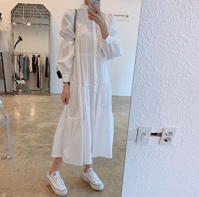 Women's Fashion Puff Sleeve Shirt Dress