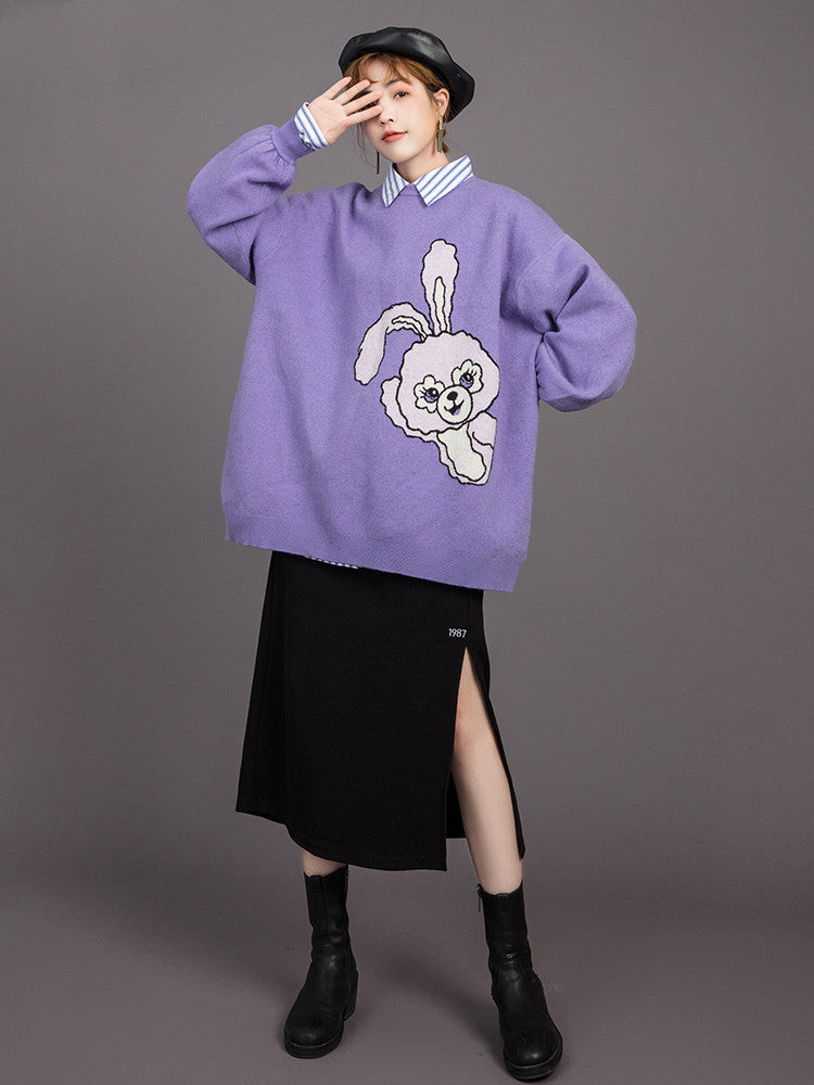 Cartoon jacquard sweater women