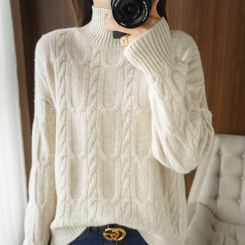 Women's Autumn And Winter Pullover High Collar Woolen Sweater