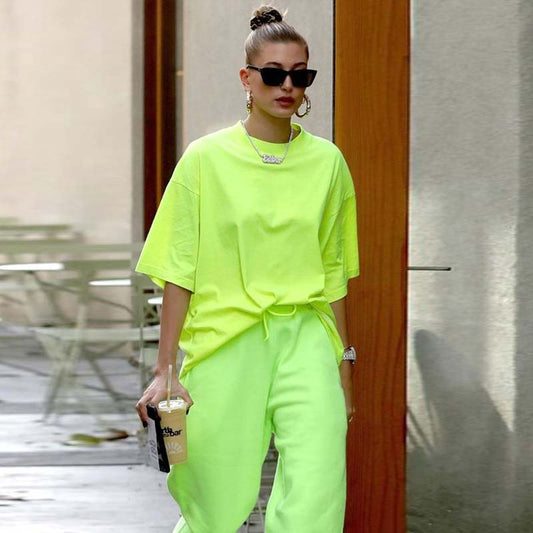 Fluorescent green shirt loose and thin bf wind