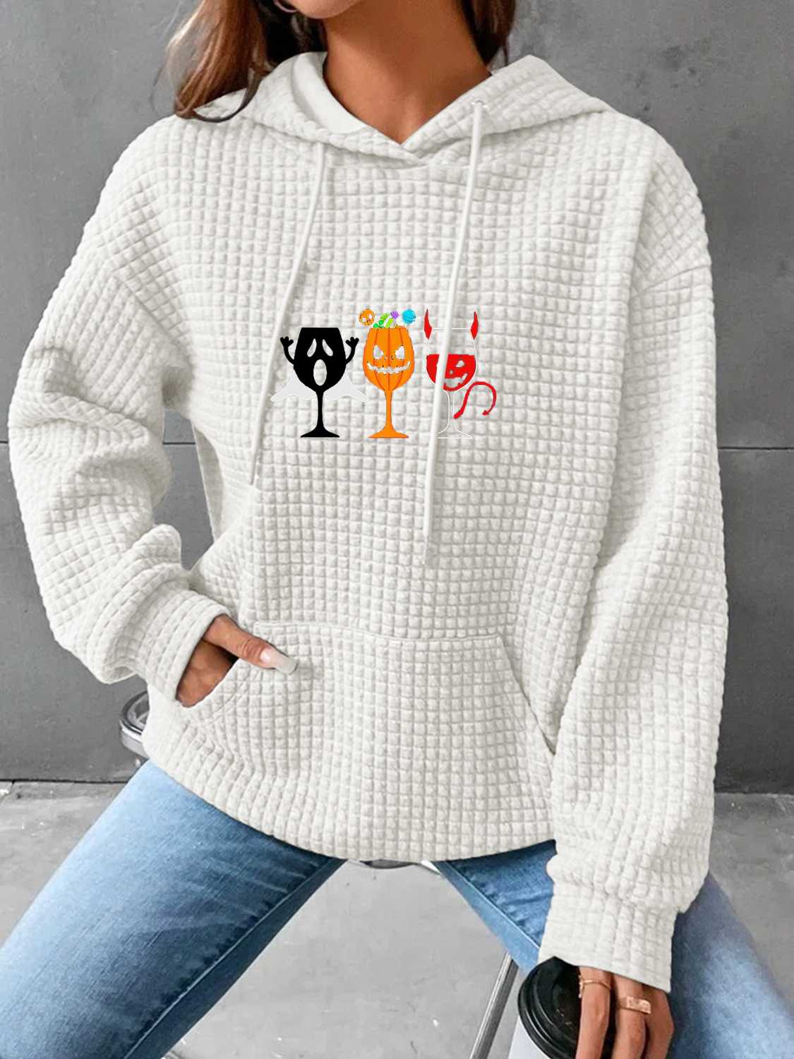 Kapuzenpullover mit Halloween-Grafik und Vordertasche