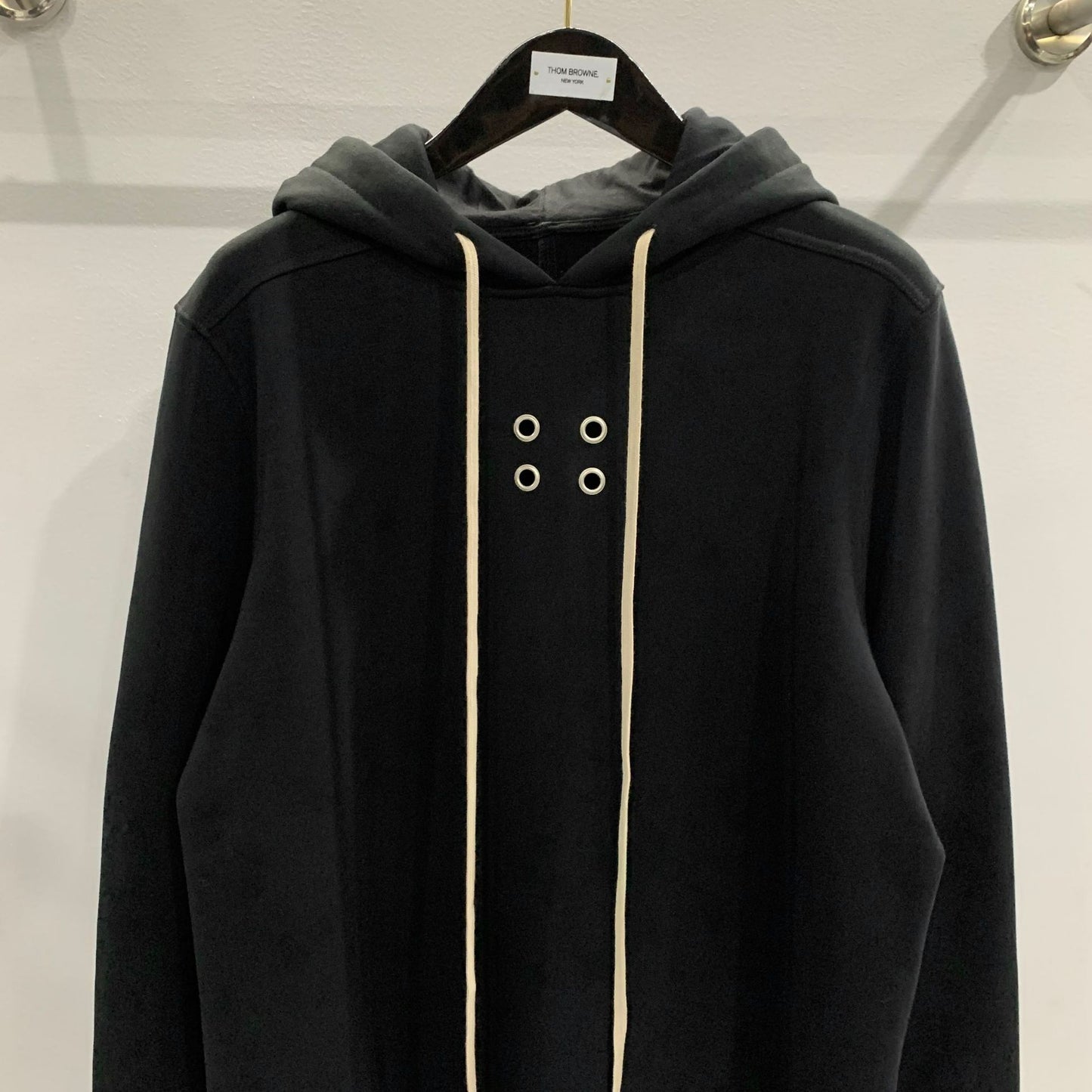 Black Dark Hoodie With Drawstrings Long Hoodie