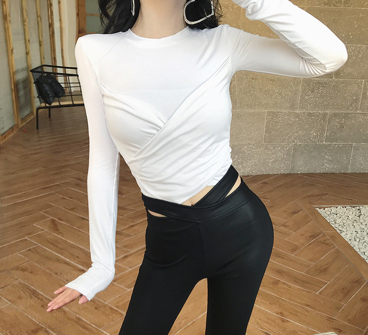 autumn and winter new women's cross-style round neck lazy wind long-sleeved T-shirt bottoming shirt women