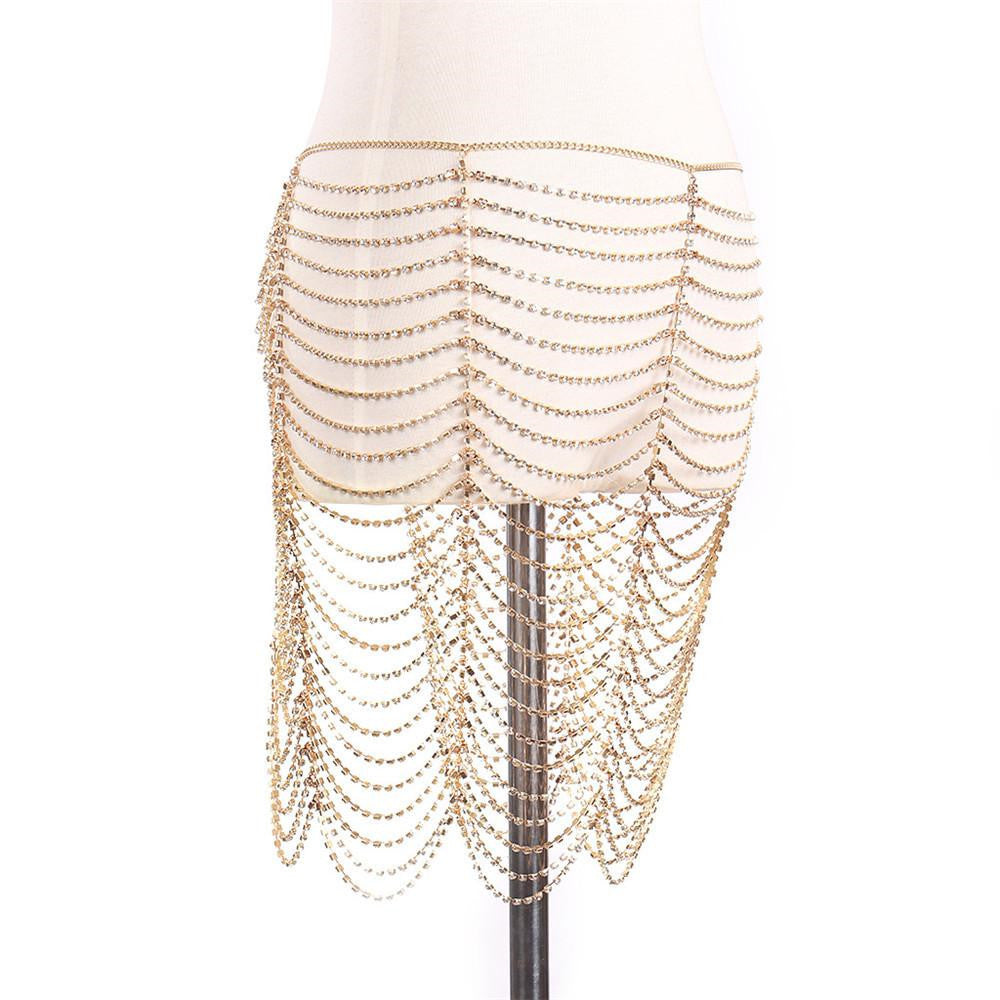 Hanging neck flash diamond tassel vest