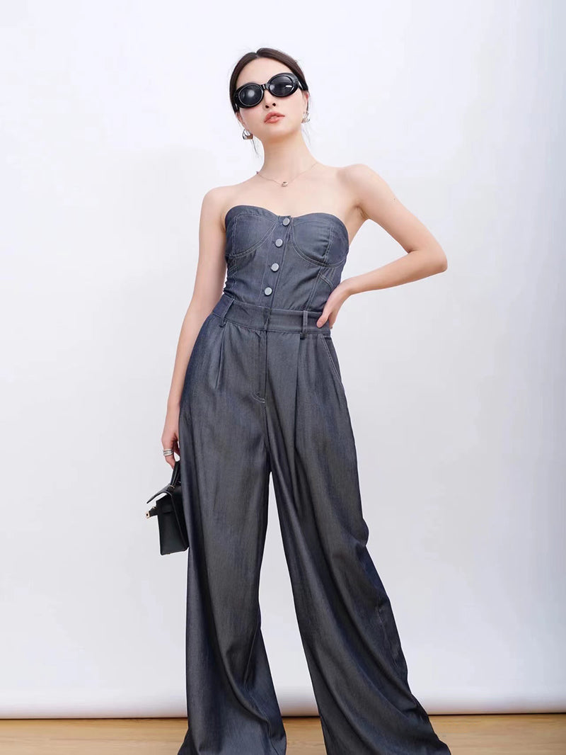 Leichter, luxuriöser Small Crowd Bra-Jumpsuit für Damen