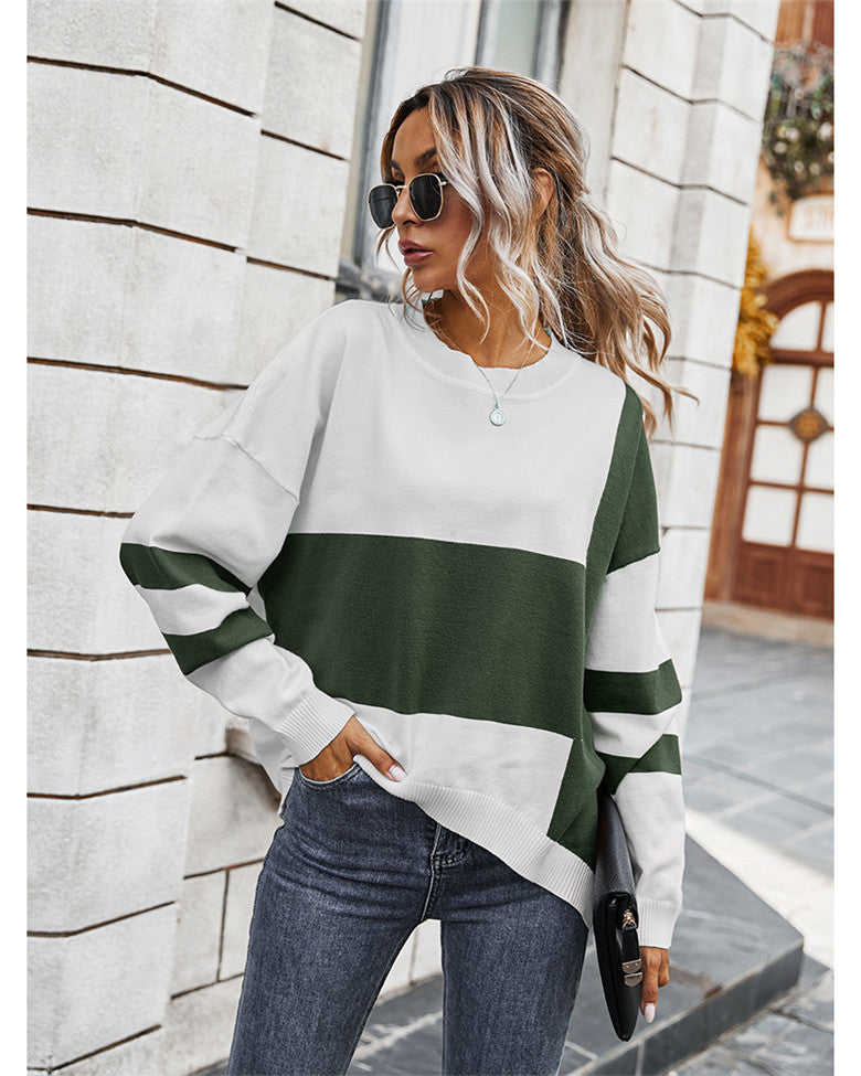 Autumn Stitching Irregular Loose Women Sweater