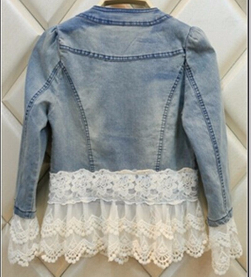 Beaded stitching denim jacket