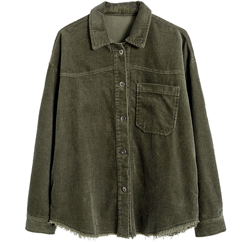 Fall new products loose and slim corduroy jacket with long sleeves