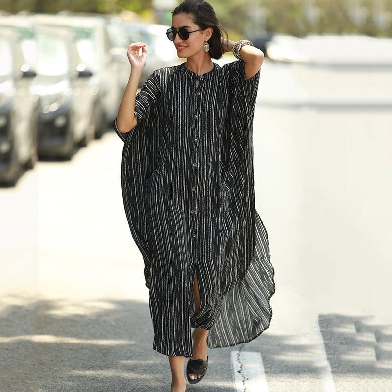 Striped robe sun protection clothing beach