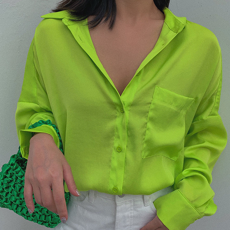 Fluoreszierendes Fruit Green Langarmshirt Damen