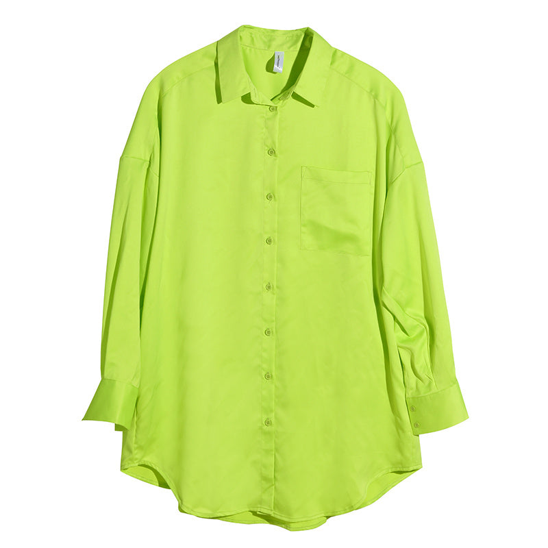 Fluorescent Fruit Green Long-Sleeved Shirt Women