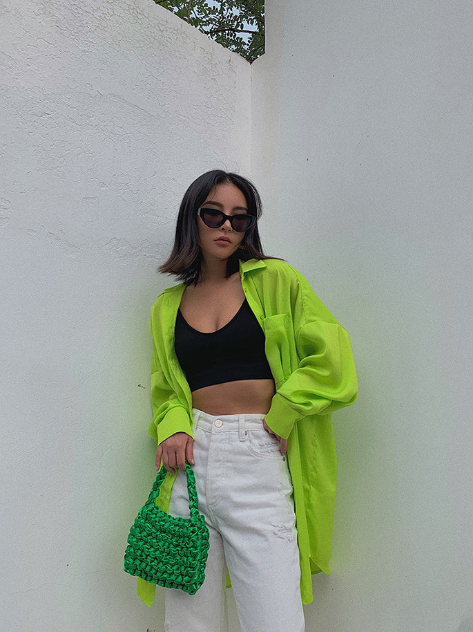 Fluorescent Fruit Green Long-Sleeved Shirt Women